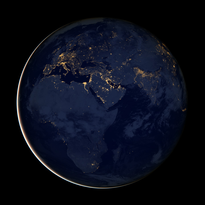 City Lights of Africa, Europe, and the Middle East
